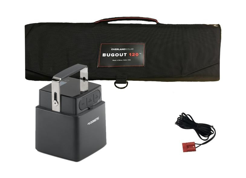 Dometic PLB40 Portable Lithium Battery & Overland Solar 130 Watt Portable Solar Panel Combo Package