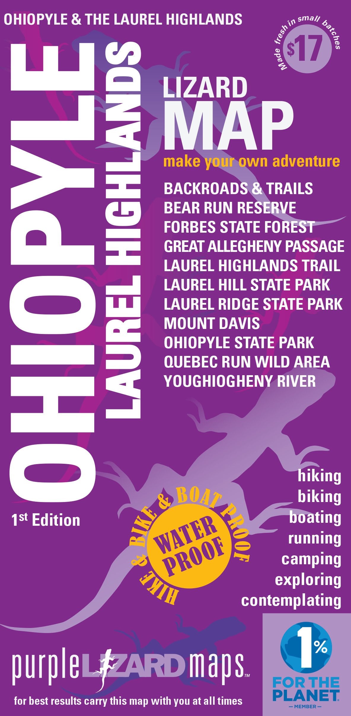 Purple Lizard Ohiopyle-Laurel Highlands Lizard Map