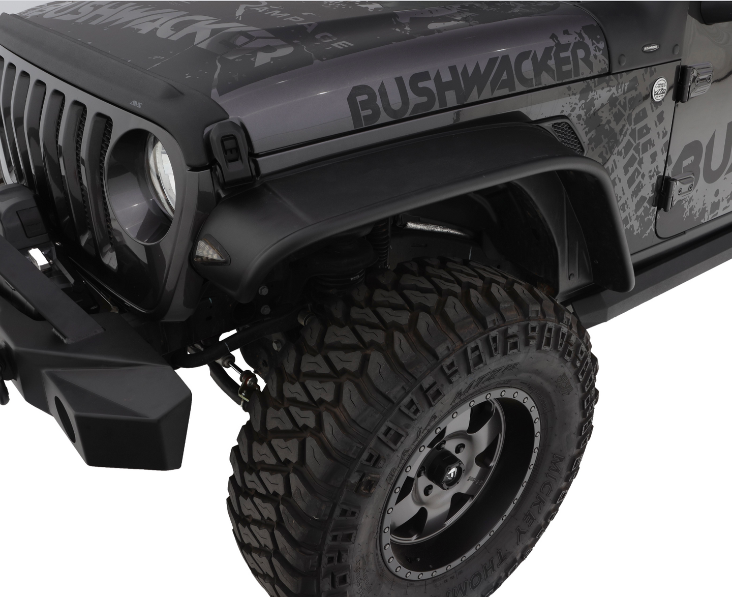 Bushwacker- Black Jeep Flat Style Textured Finish Front Fender Flares Jeep Wrangler JL (2018-2019) *Free Shipping