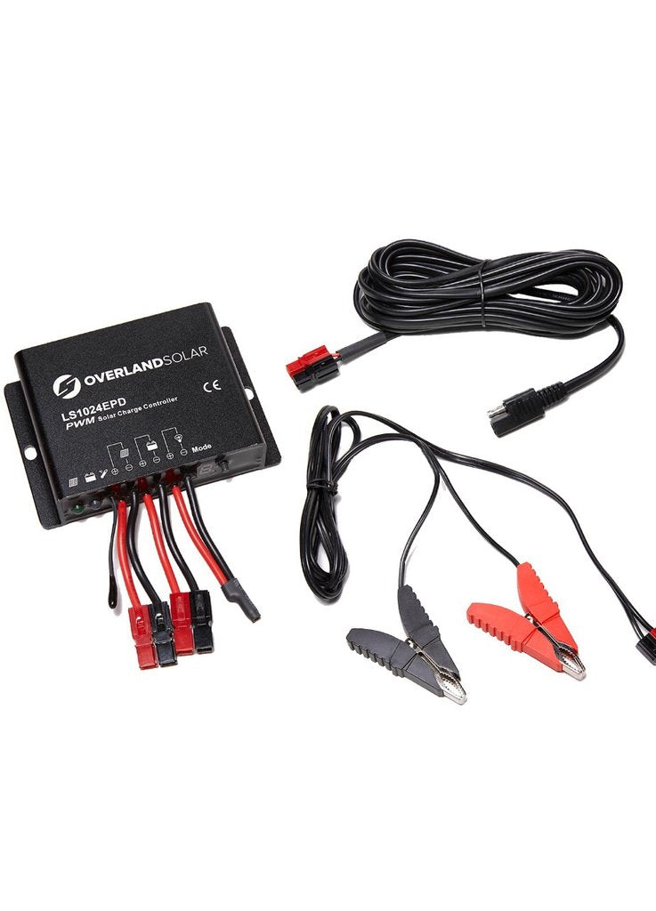 Overland Solar - 10 AMP PWM CHARGE CONTROLLER BUNDLE FOR 120 WATT NYLON SOLAR CHARGER